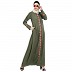 Elegant front open abaya with embroidery work- Jade Green Elegant front open abaya with embroidery work- Jade Green